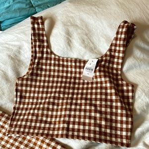 Lou and Grey checkered crop bra top